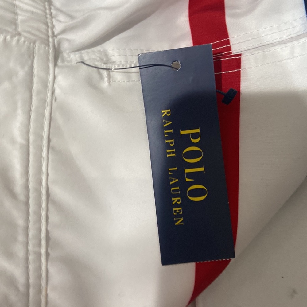 Polo Ralph Lauren Swim Trunks Mens Small Blue White Red Striped Board Shorts NWT - Picture 10 of 15